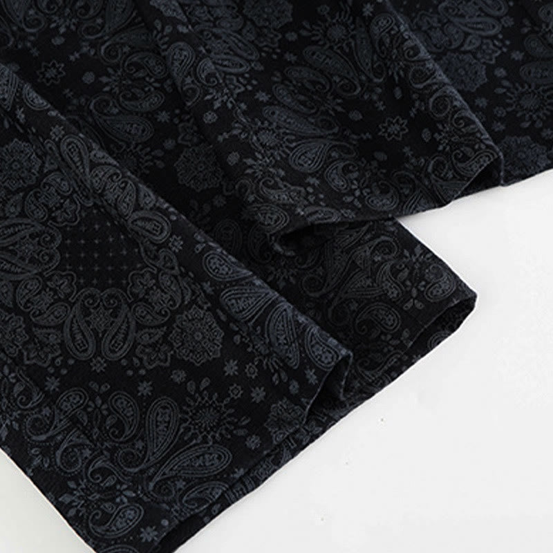 Pantalon large pour femme en polyester à motif floral décontracté Buddha Stones, avec poches - image 4