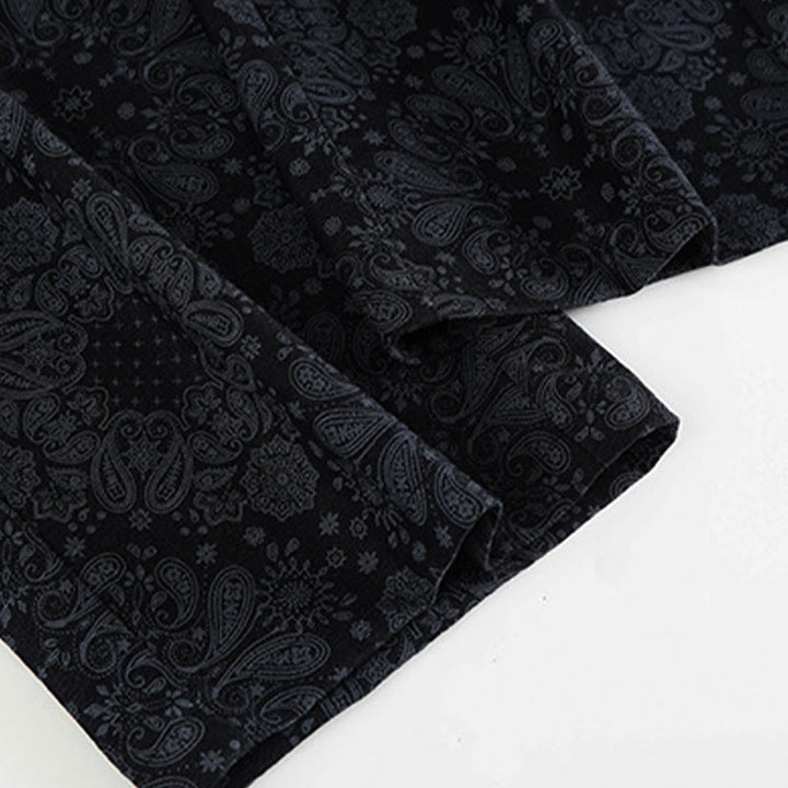 Pantalon large pour femme en polyester à motif floral décontracté Buddha Stones, avec poches - image 4