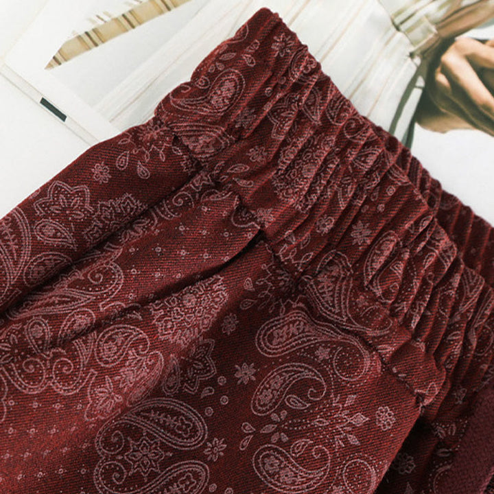 Pantalon large pour femme en polyester à motif floral décontracté Buddha Stones, avec poches - image 9