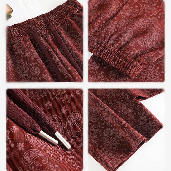 Pantalon large pour femme en polyester à motif floral décontracté Buddha Stones, avec poches - image 12