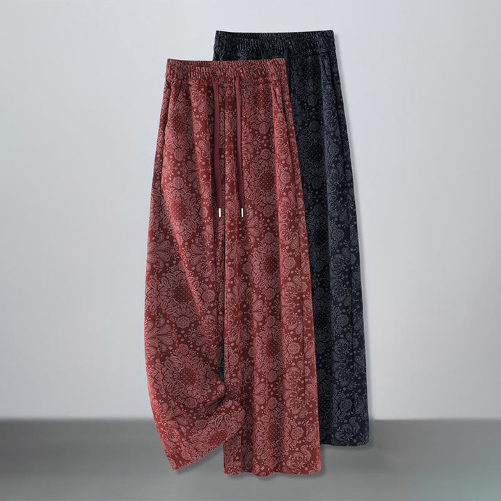 Pantalon large pour femme en polyester à motif floral décontracté Buddha Stones, avec poches - image 13