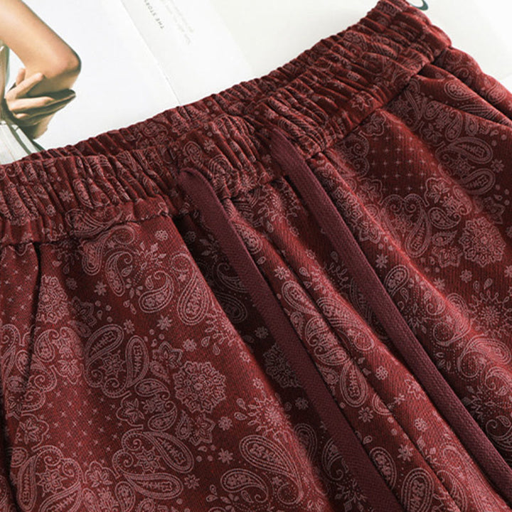 Pantalon large pour femme en polyester à motif floral décontracté Buddha Stones, avec poches - image 8