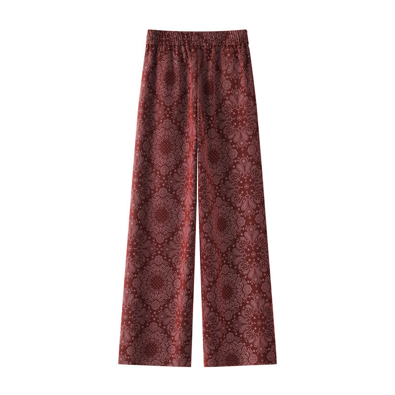 Pantalon large pour femme en polyester à motif floral décontracté Buddha Stones, avec poches - image 6