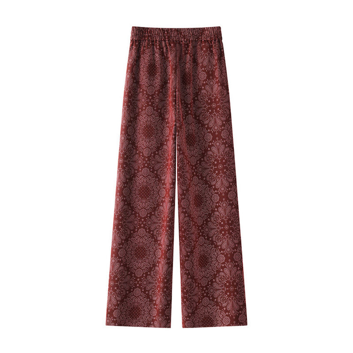 Pantalon large pour femme en polyester à motif floral décontracté Buddha Stones, avec poches - image 6