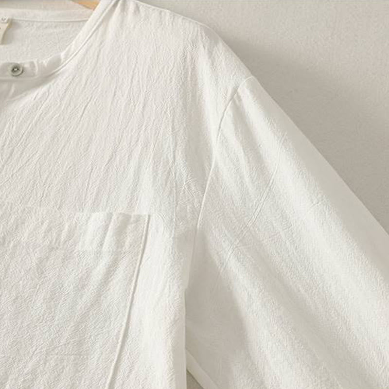 Chemise femme en polyester à manches longues et col rond, motif Buddha Stones , avec poches - image 22