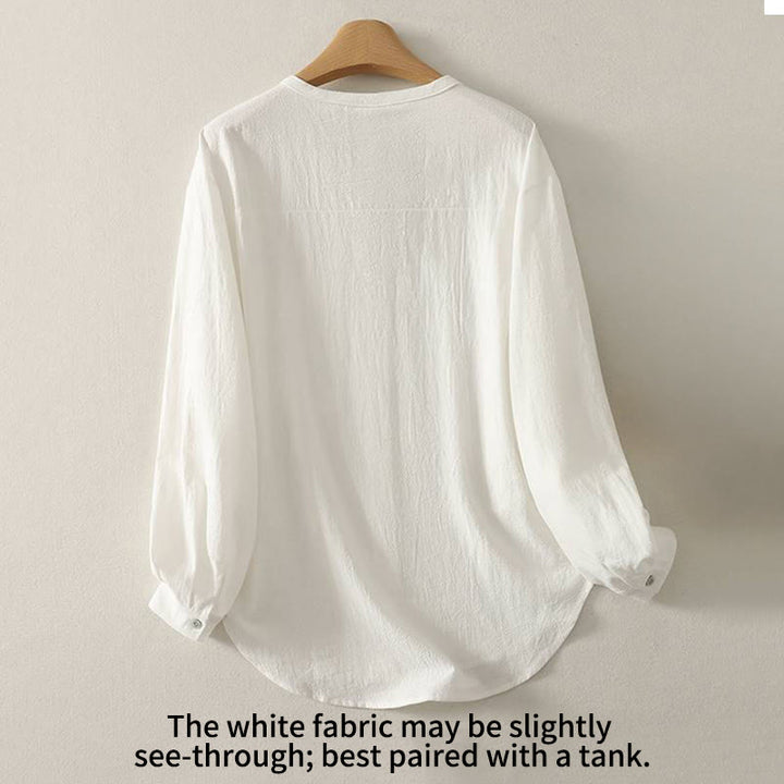 Chemise femme en polyester à manches longues et col rond, motif Buddha Stones , avec poches - image 12