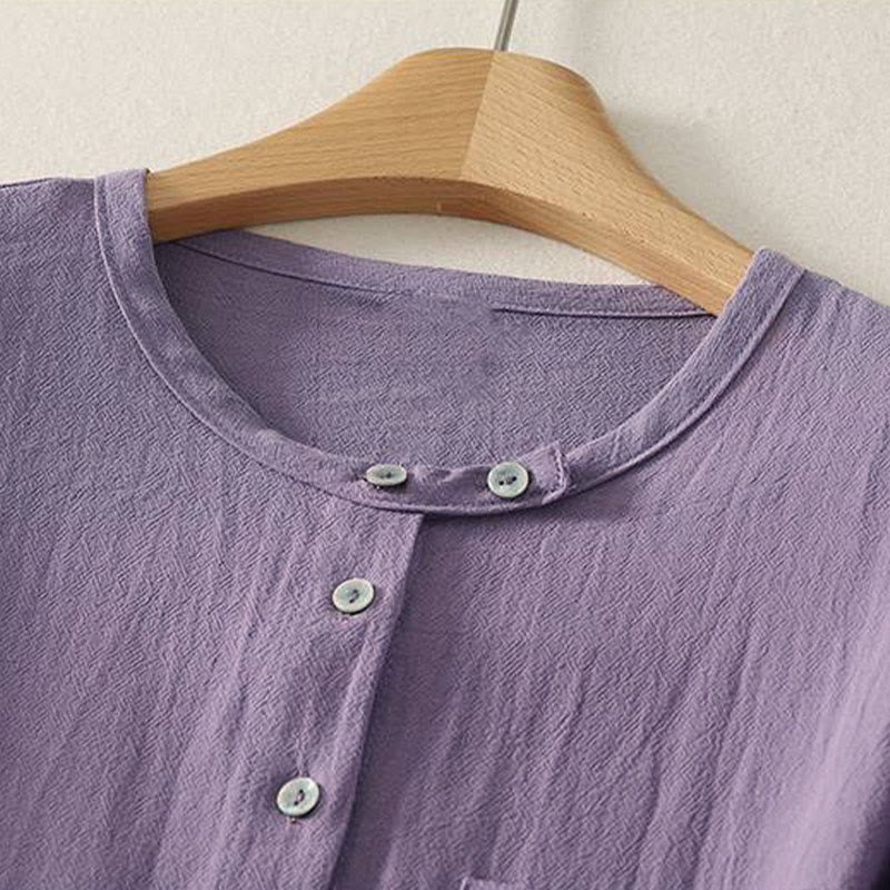 Chemise femme en polyester à manches longues et col rond, motif Buddha Stones , avec poches - image 7