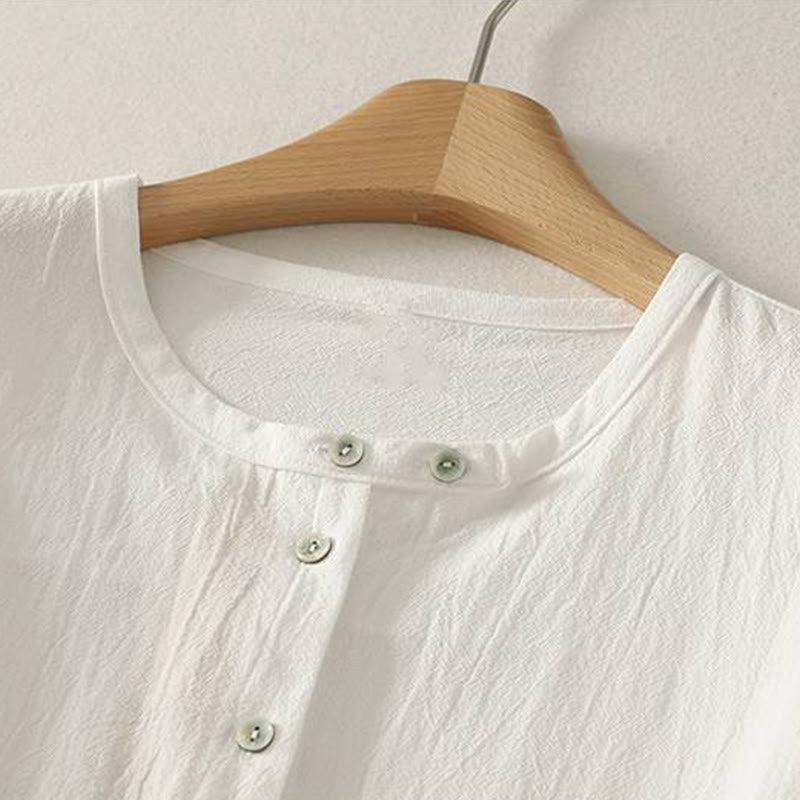 Chemise femme en polyester à manches longues et col rond, motif Buddha Stones , avec poches - image 13