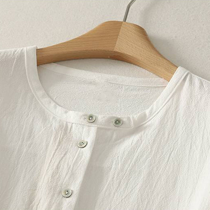 Chemise femme en polyester à manches longues et col rond, motif Buddha Stones , avec poches - image 13