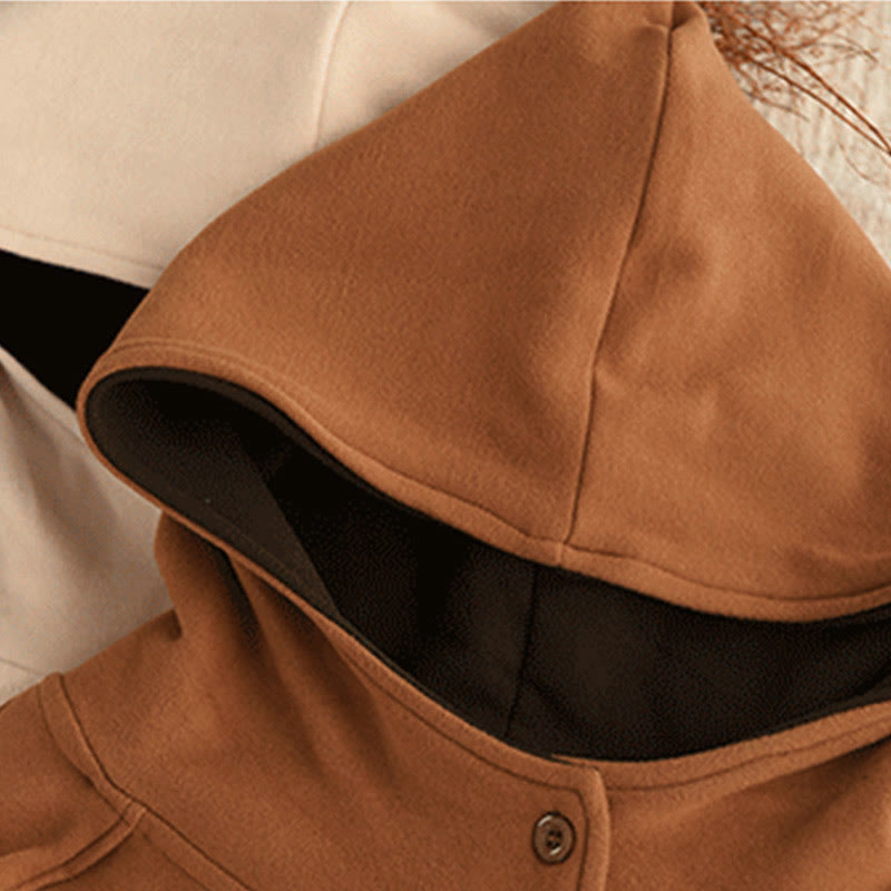 Sweat à capuche à manches longues pour femme, couleur unie, en coton épais, Buddha Stones, avec capuche. - image 3