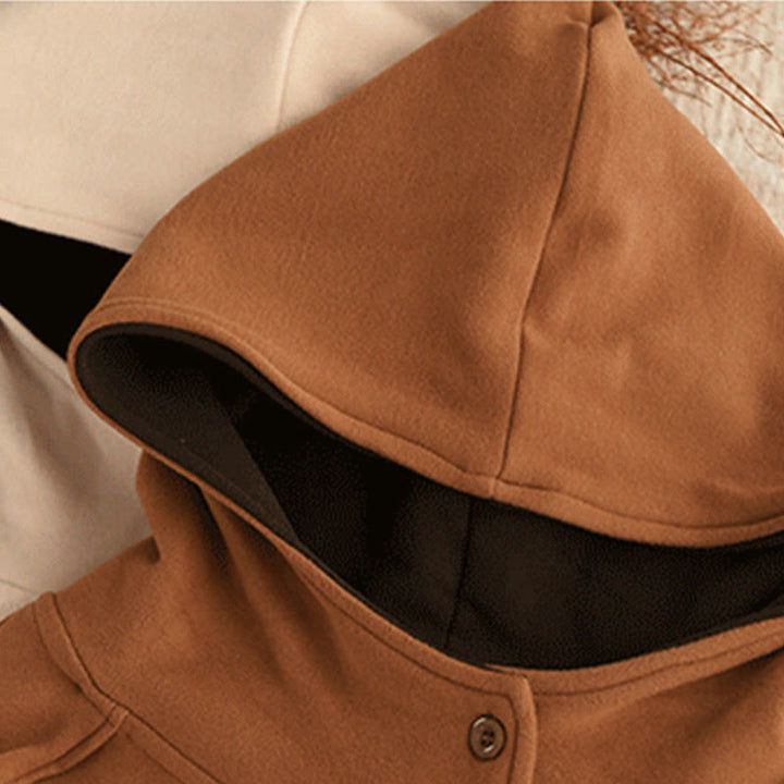 Sweat à capuche à manches longues pour femme, couleur unie, en coton épais, Buddha Stones, avec capuche. - image 3