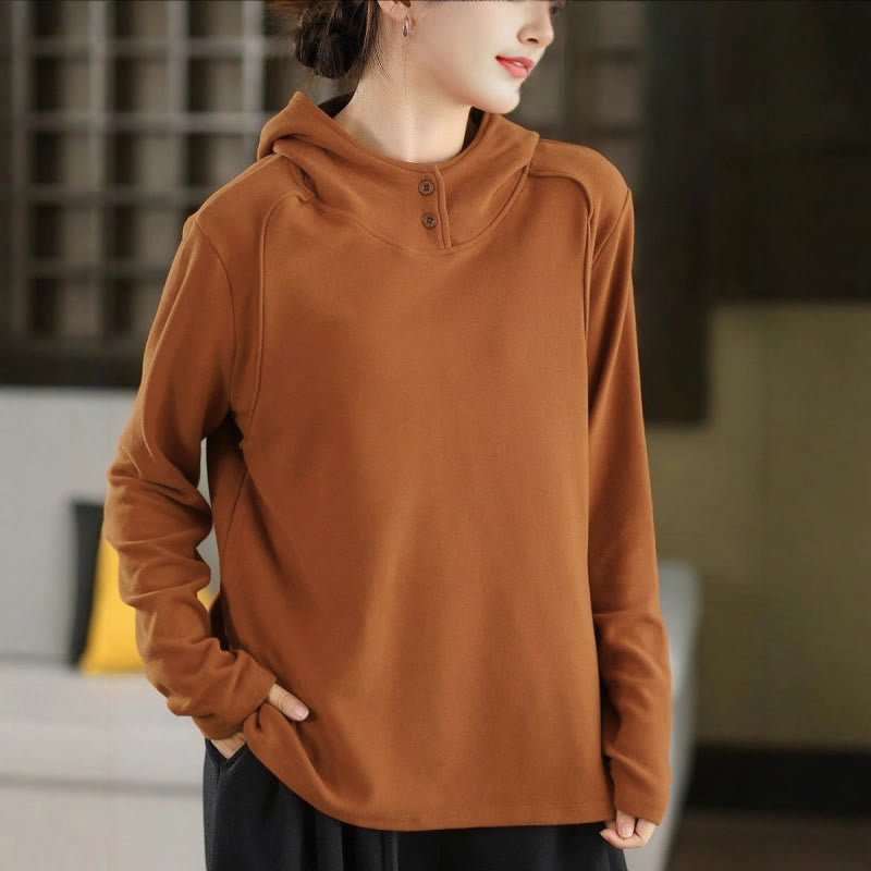 Sweat à capuche à manches longues pour femme, couleur unie, en coton épais, Buddha Stones, avec capuche. - Pérou - US4, UK/AU8, EU36 (F) - image 0