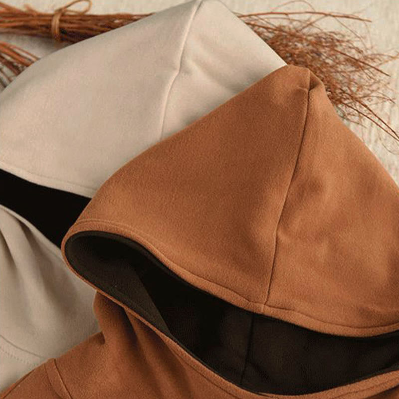 Sweat à capuche à manches longues pour femme, couleur unie, en coton épais, Buddha Stones, avec capuche. - image 18