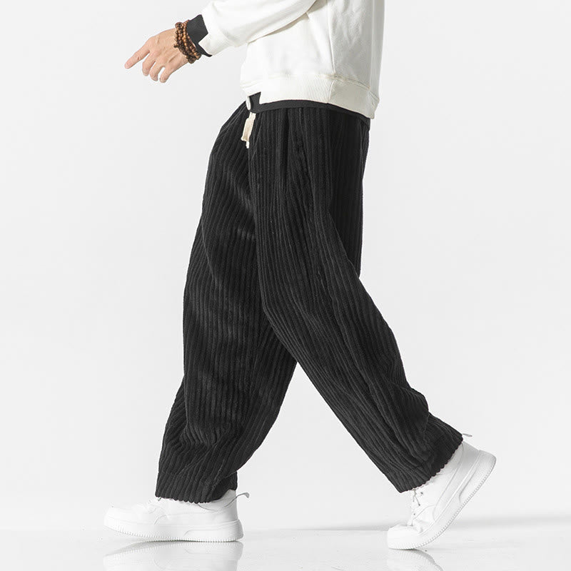 Pantalon sarouel en velours côtelé avec cordon de serrage et poches pour homme, style rétro hiver, couleur unie, motif Buddha Stones - image 10