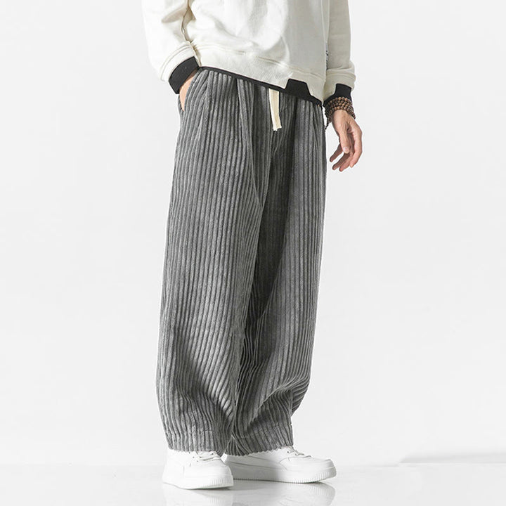 Pantalon sarouel en velours côtelé avec cordon de serrage et poches pour homme, style rétro hiver, couleur unie, motif Buddha Stones - image 3