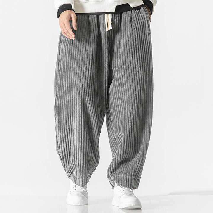 Pantalon sarouel en velours côtelé avec cordon de serrage et poches pour homme, style rétro hiver, couleur unie, motif Buddha Stones - image 4