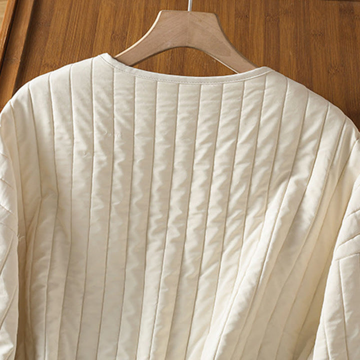 Veste en coton à manches longues, col rond et cordon de serrage pour femme, avec poche, de la Buddha Stones. - image 13