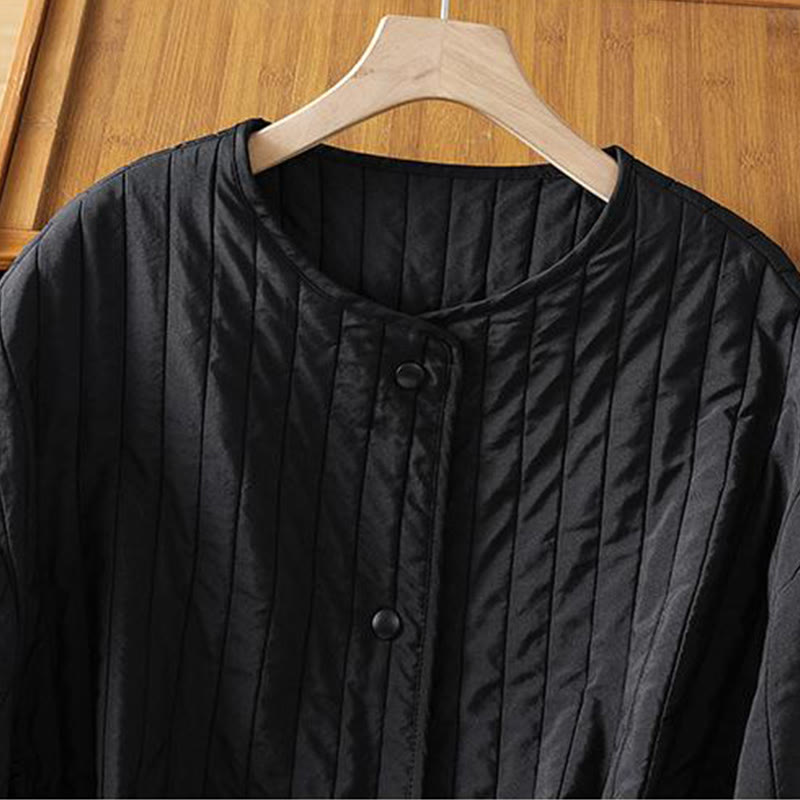 Veste en coton à manches longues, col rond et cordon de serrage pour femme, avec poche, de la Buddha Stones. - image 3