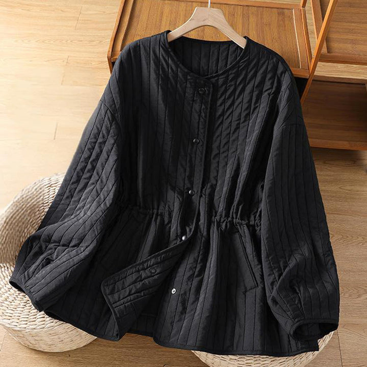 Veste en coton à manches longues, col rond et cordon de serrage pour femme, avec poche, de la Buddha Stones. - image 2