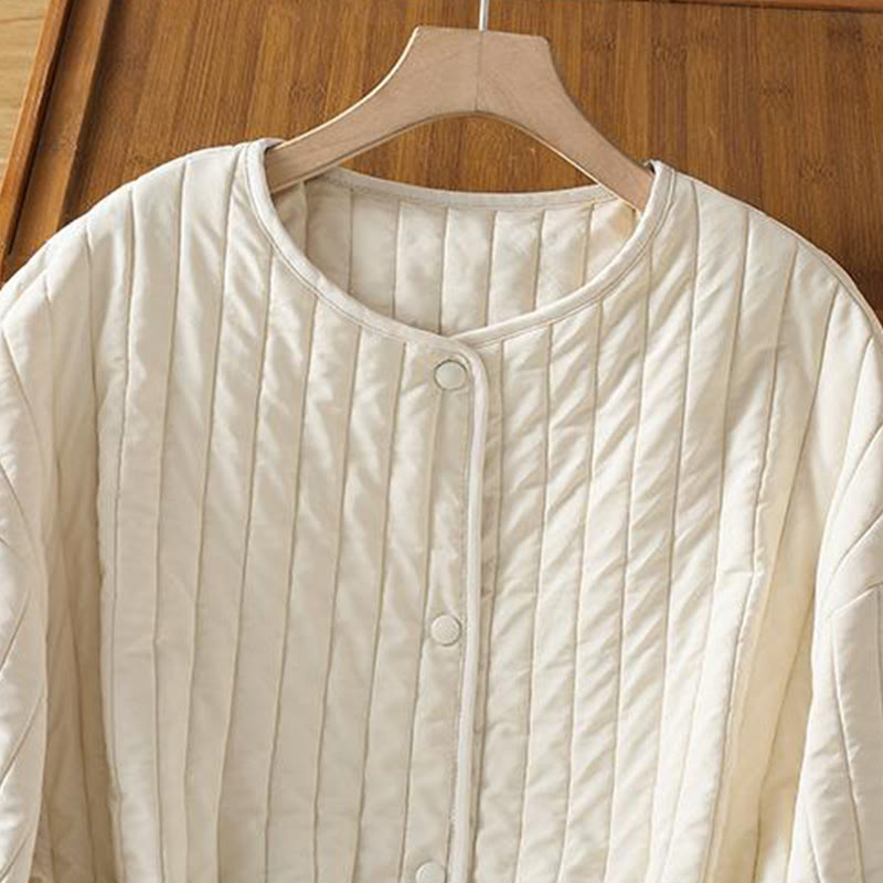 Veste en coton à manches longues, col rond et cordon de serrage pour femme, avec poche, de la Buddha Stones. - image 12