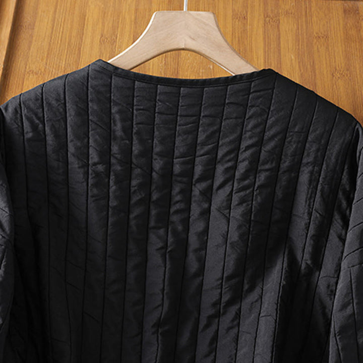 Veste en coton à manches longues, col rond et cordon de serrage pour femme, avec poche, de la Buddha Stones. - image 4