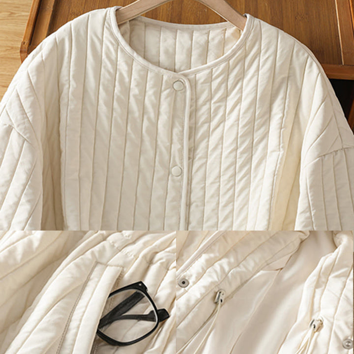 Veste en coton à manches longues, col rond et cordon de serrage pour femme, avec poche, de la Buddha Stones. - image 21