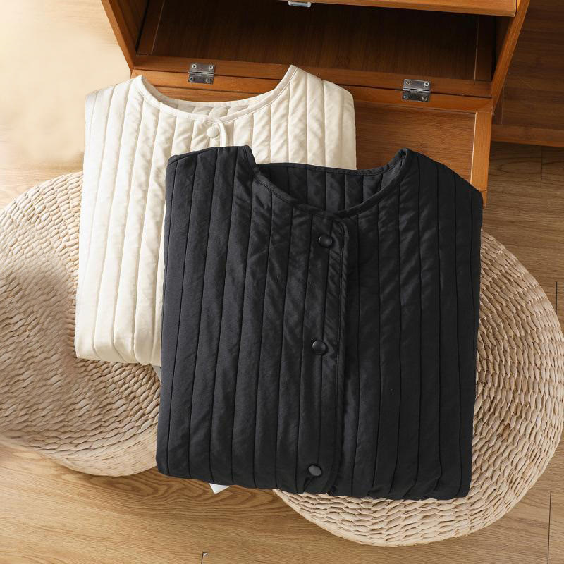 Veste en coton à manches longues, col rond et cordon de serrage pour femme, avec poche, de la Buddha Stones. - image 23