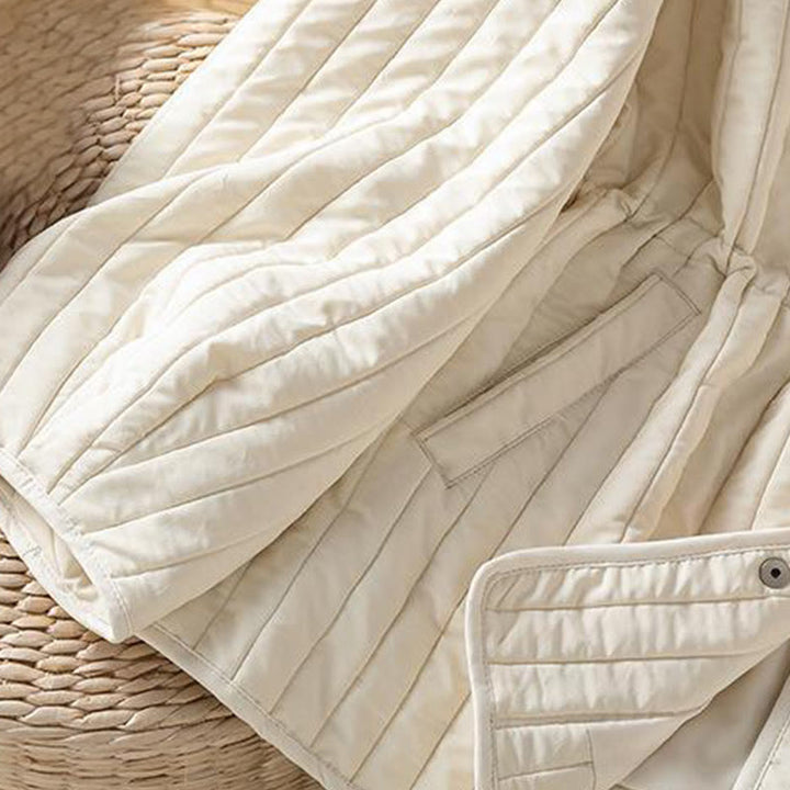 Veste en coton à manches longues, col rond et cordon de serrage pour femme, avec poche, de la Buddha Stones. - image 19