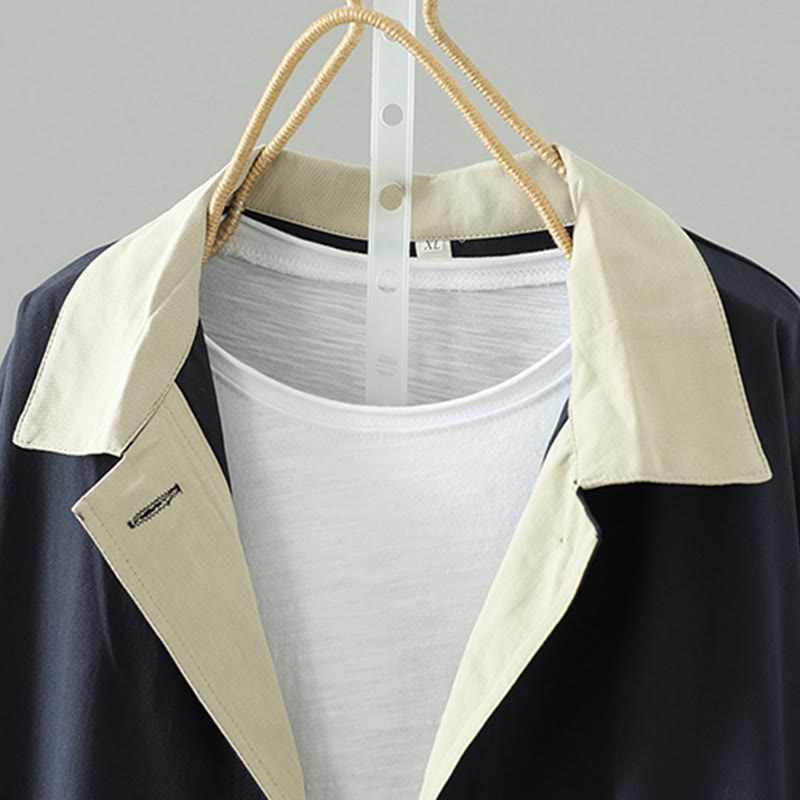 Manteau long en coton pour femme, à manches longues et poches, orné de boutons de revers et d'un patchwork de Buddha Stones - image 14