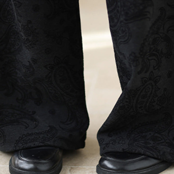 Pantalon large en coton doublé polaire thermique à motif jacquard cachemire et Buddha Stones, avec poches - image 13