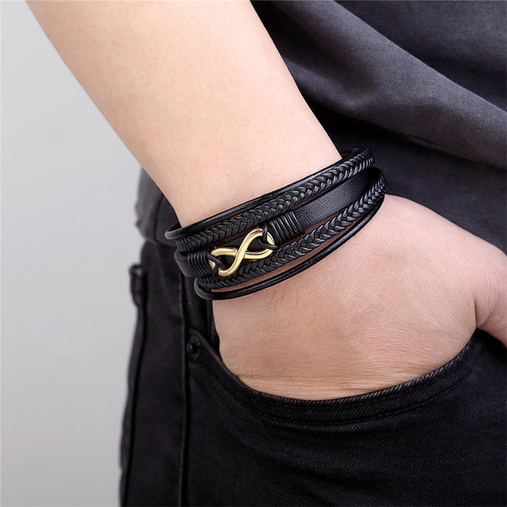Bracelet en acier titane multicouche renforcé de Buddha Stones colorées à l'infini - image 2