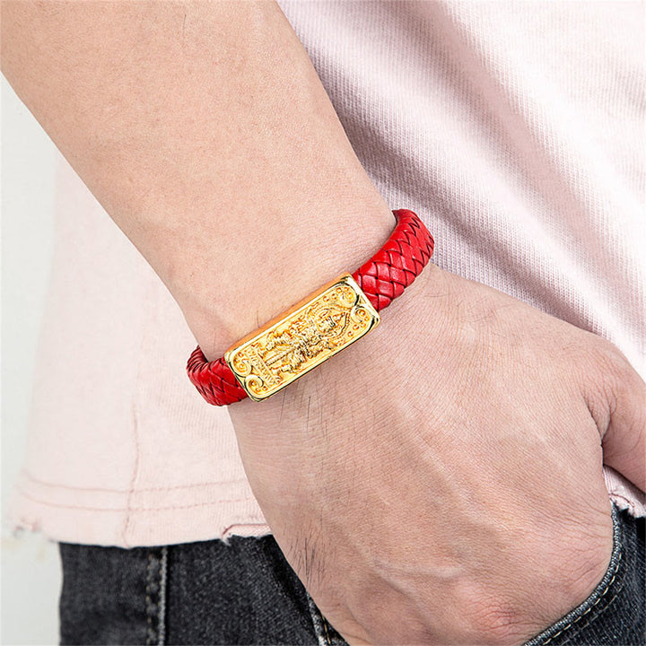 Bracelet en acier titane et cuir renforcé Buddha Stones et symbole de Bouddha - image 8