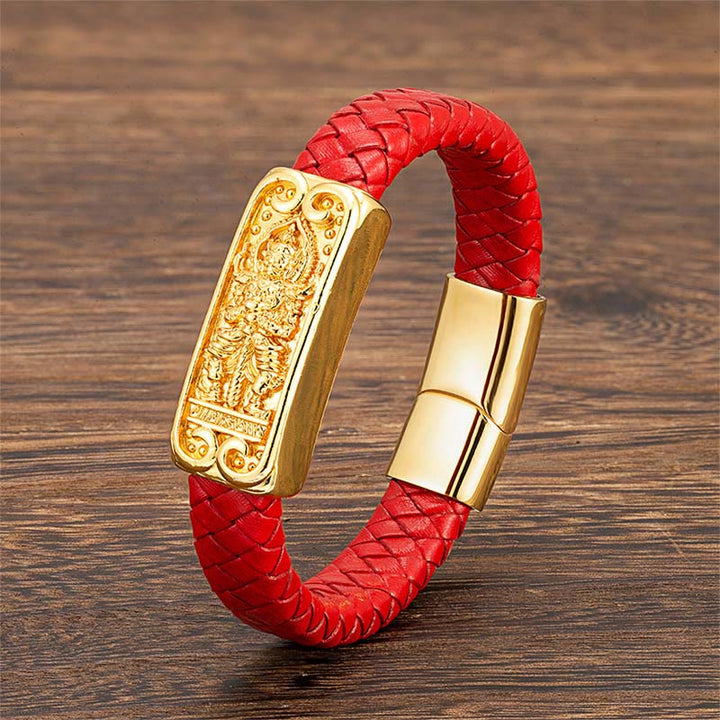 Bracelet en acier titane et cuir renforcé Buddha Stones et symbole de Bouddha - image 7