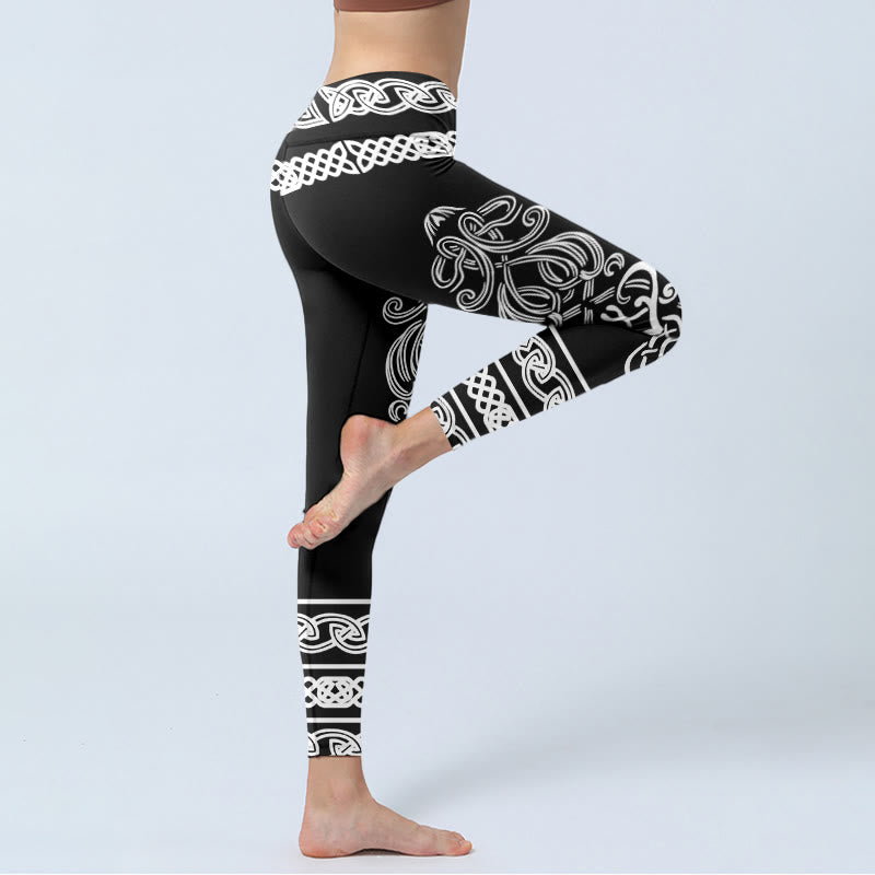 Leggings de sport pour femmes avec imprimé de nœuds celtiques symétriques Buddha Stones, pantalon de yoga - image 4