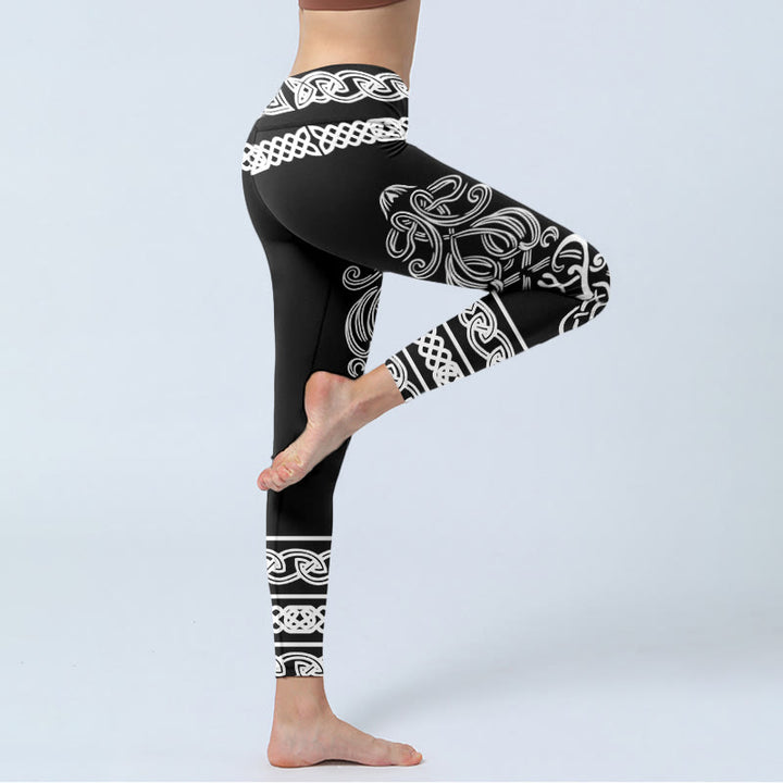Leggings de sport pour femmes avec imprimé de nœuds celtiques symétriques Buddha Stones, pantalon de yoga - image 4