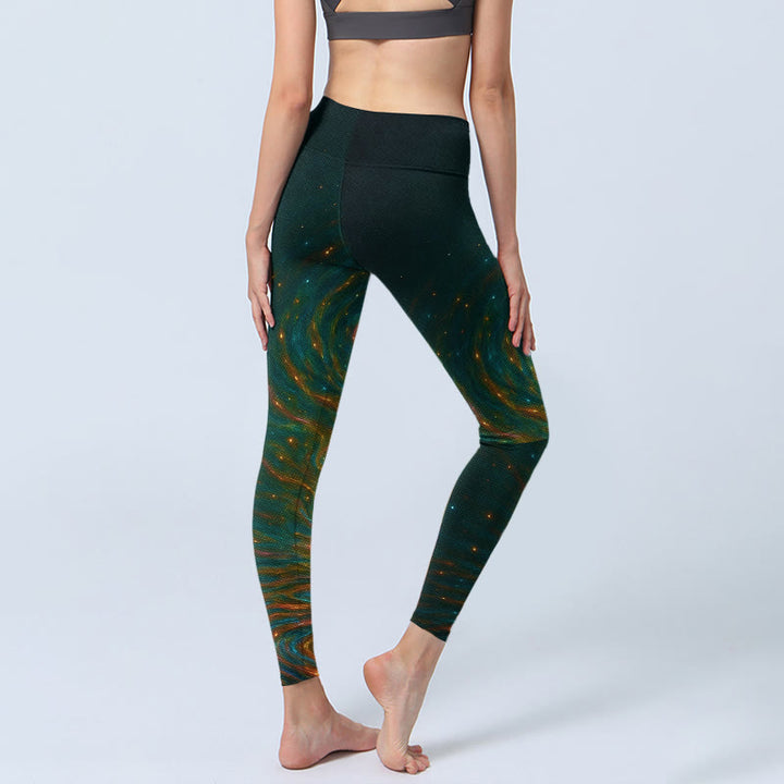 Leggings de sport pour femmes, imprimé de magnifiques ondulations d'eau et de lotus, Buddha Stones - image 3