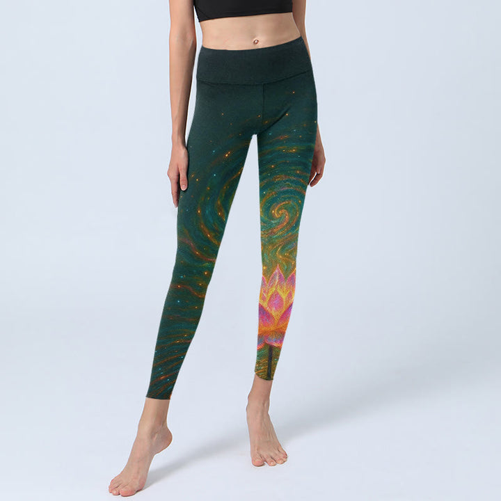 Leggings de sport pour femmes, imprimé de magnifiques ondulations d'eau et de lotus, Buddha Stones - image 5