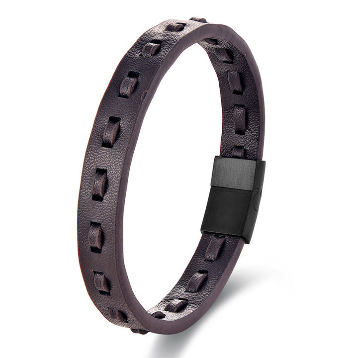 Bracelet apaisant en cuir tressé multicouche avec boucle en acier titane et Buddha Stones - Marron, simple couche (Tour de poignet : 18-20 cm) - image 6