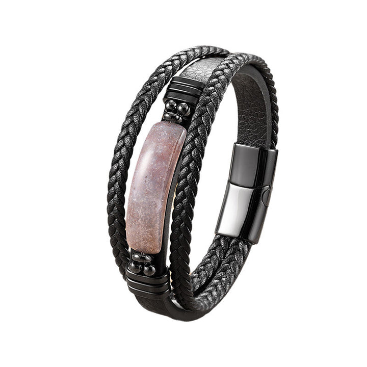 Bracelet renforcé en acier titane, Buddha Stones, hématite, lazurite, pierre à paillettes noires, cristal rose, titane et pierres de Bouddha - image 25