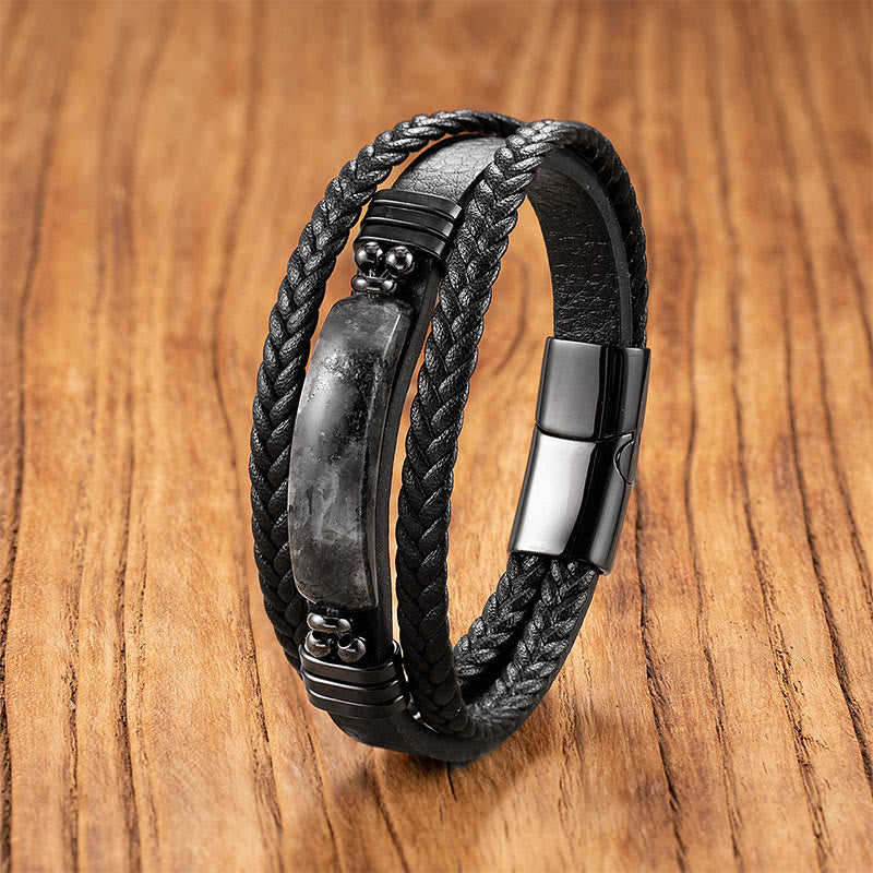 Bracelet renforcé en acier titane, Buddha Stones, hématite, lazurite, lapis-lazuli, pierre noire scintillante, cristal rose, cristal de titane. - Pierre à paillettes noires - 18-22 cm - image 5