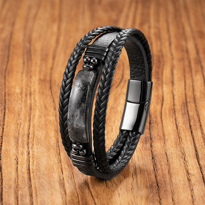 Bracelet renforcé en acier titane, Buddha Stones, hématite, lazurite, lapis-lazuli, pierre noire scintillante, cristal rose, cristal de titane. - Pierre à paillettes noires - 18-22 cm - image 5