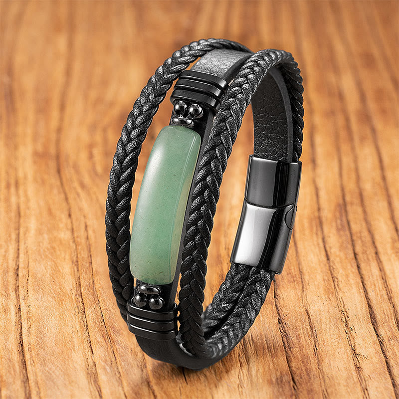 Bracelet renforcé en acier titane, Buddha Stones, hématite, lazurite, lapis-lazuli, pierre noire scintillante, cristal rose, cristal de titane. - Aventurine verte - 18-22 cm - image 16