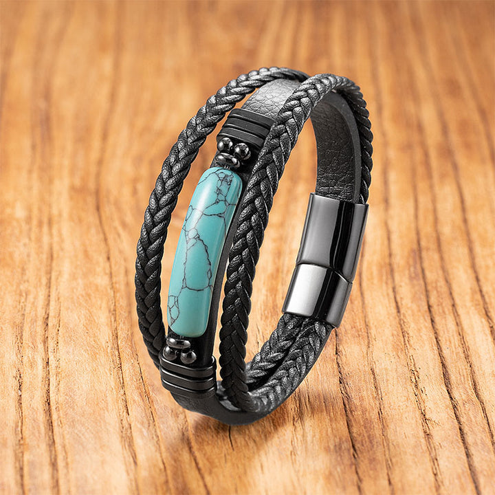 Bracelet renforcé en acier titane, Buddha Stones, hématite, lazurite, lapis-lazuli, pierre noire scintillante, cristal rose, cristal de titane. - Turquoise - 18-22 cm - image 10