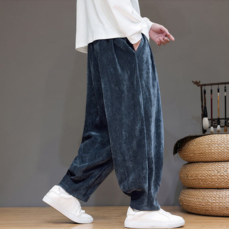 Pantalon harem homme en coton pur couleur hiver Buddha Stones, doublé polaire épaisse et poches - image 6