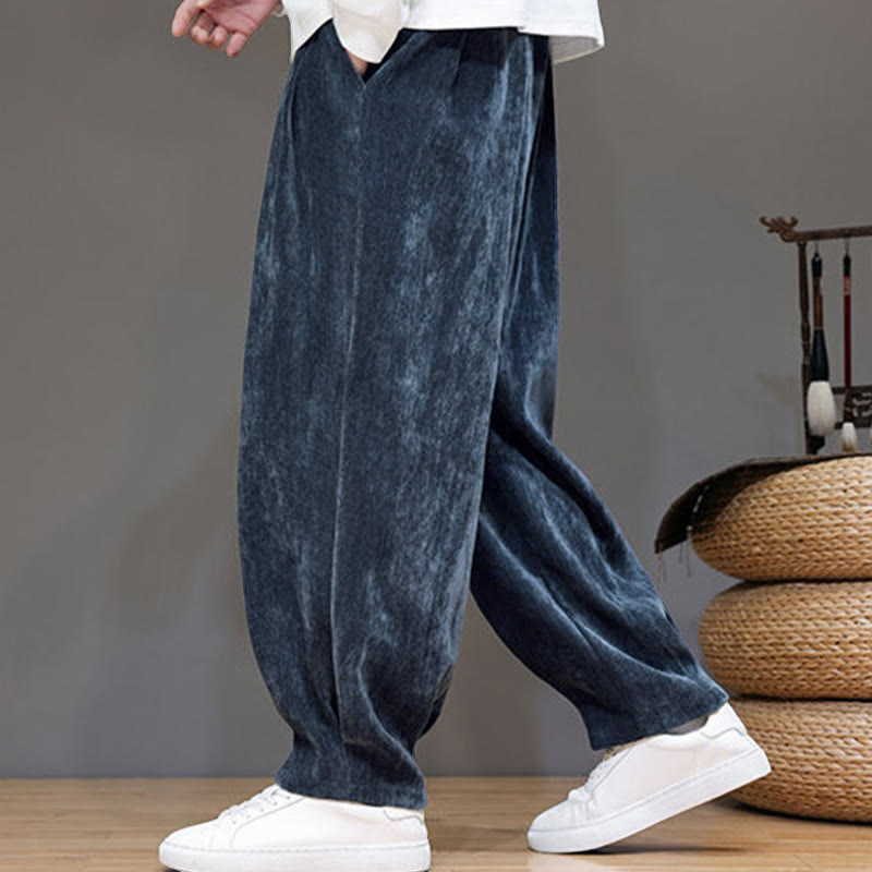 Pantalon harem homme en coton pur couleur hiver Buddha Stones, doublé polaire épaisse et poches - image 2