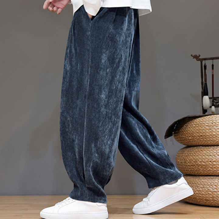 Pantalon harem homme en coton pur couleur hiver Buddha Stones, doublé polaire épaisse et poches - image 2