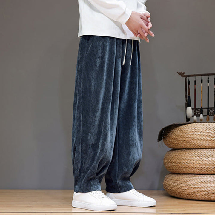 Pantalon harem homme en coton pur couleur hiver Buddha Stones, doublé polaire épaisse et poches - image 5