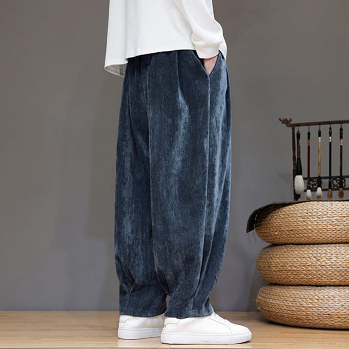 Pantalon harem homme en coton pur couleur hiver Buddha Stones, doublé polaire épaisse et poches - image 4