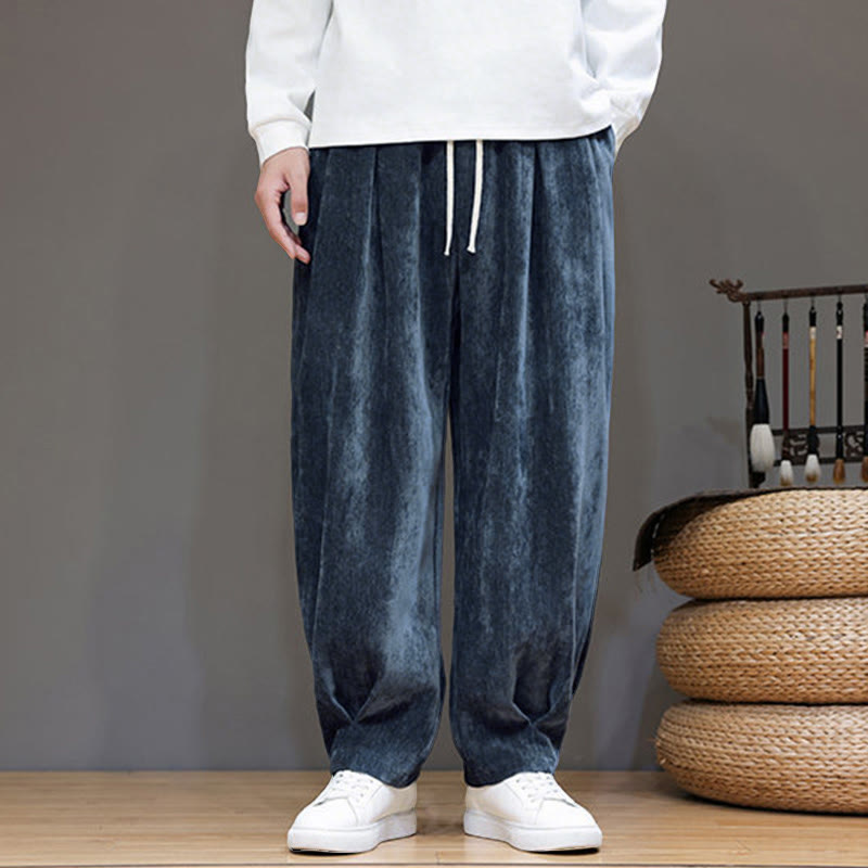 Pantalon harem homme en coton pur couleur hiver Buddha Stones, doublé polaire épaisse et poches - image 3