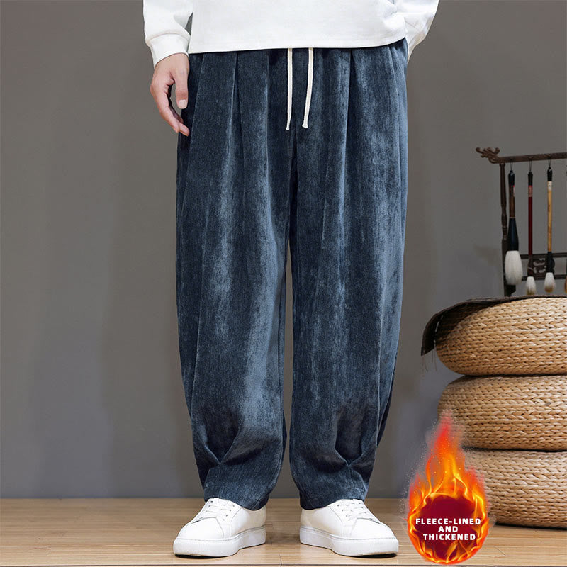 Pantalon harem homme en coton pur couleur hiver Buddha Stones, doublé polaire épaisse et poches - image 25